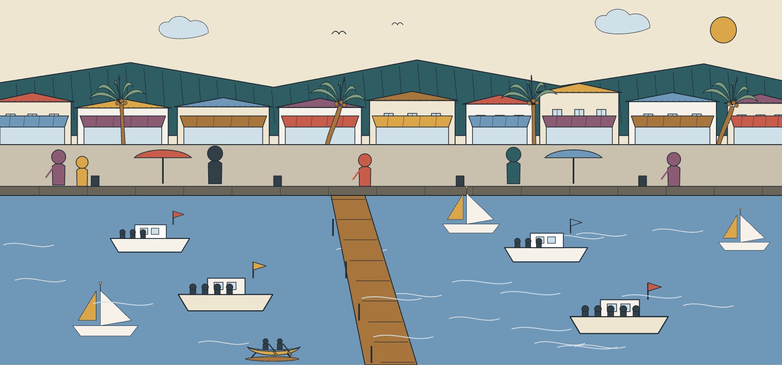 Illustration du port de plaisance de Saint-Gilles avec les bateaux de sortie en mer